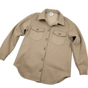 Princess Polly Women’s Oversized Button Up Shacket Shirt Jacket Top Sz 2 Beige